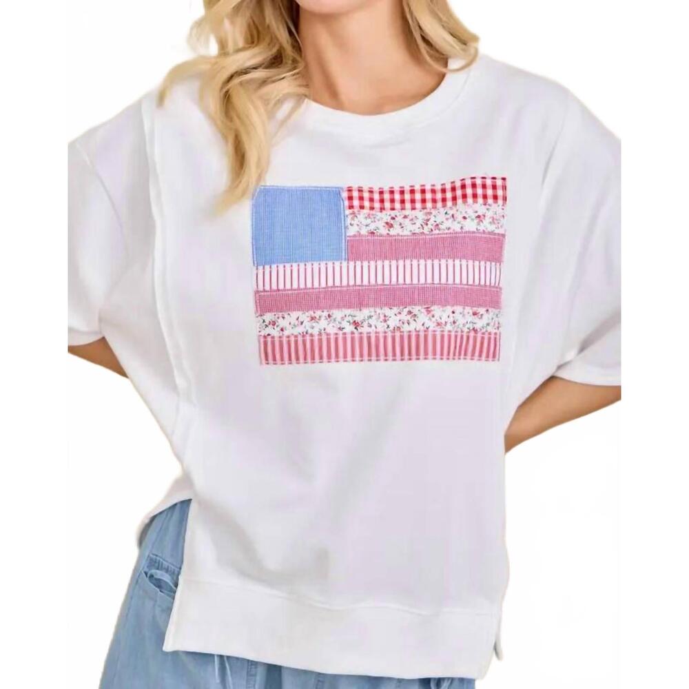 NEW MAIN STRIP americana patch sweatshirt in white